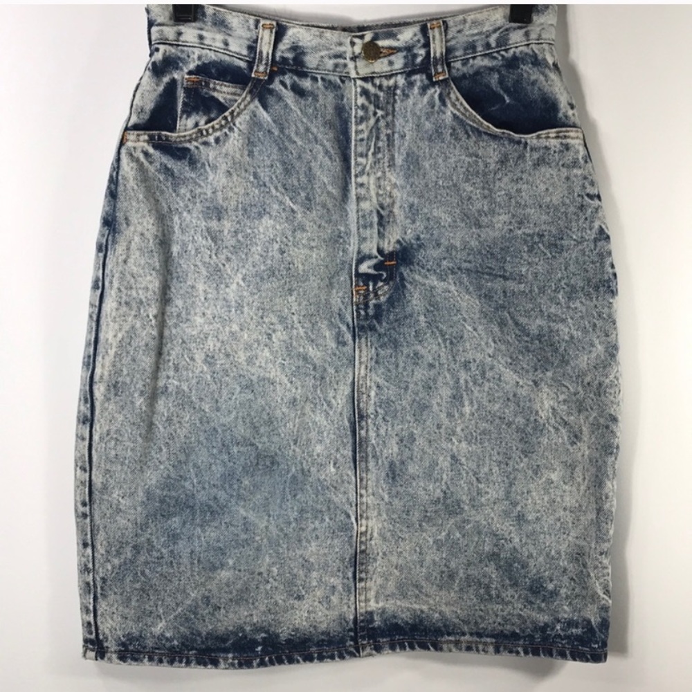 Vintage 80s 90s Acid Wash Denim Skirt